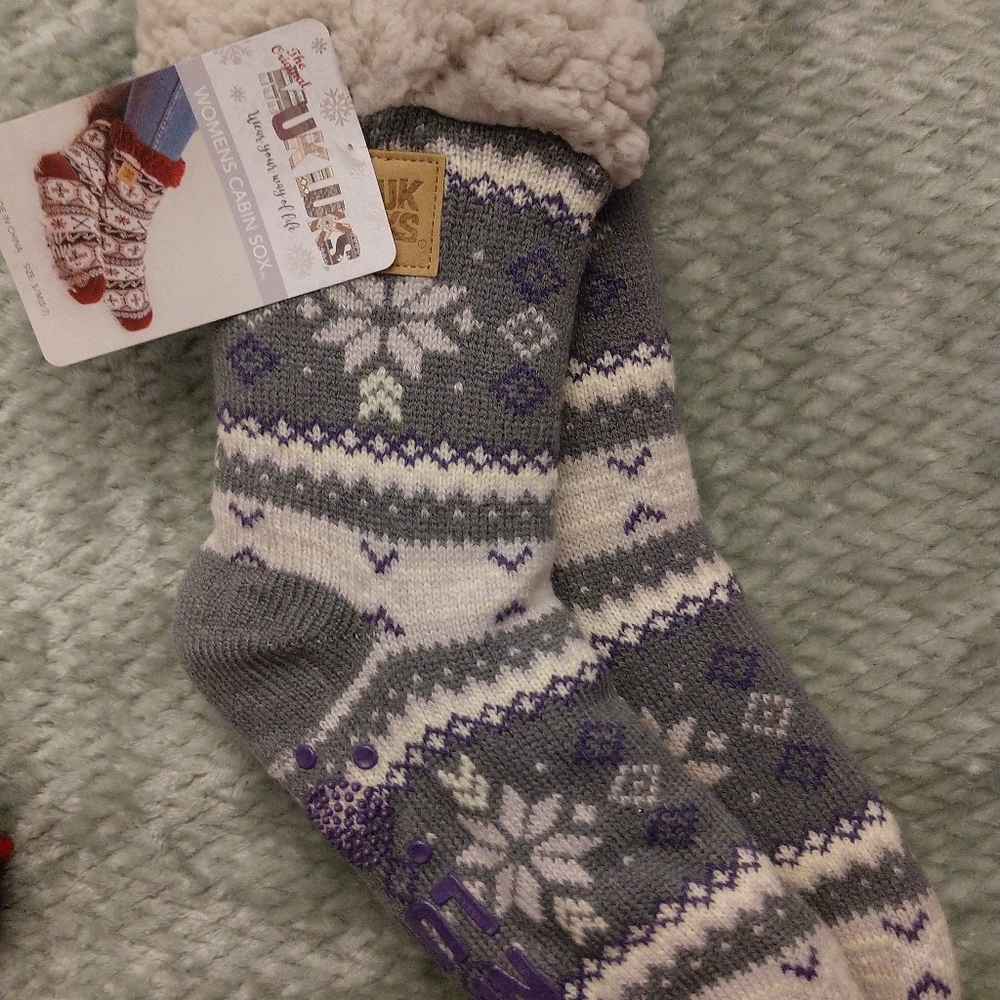 Women's MukLuk slipper socks fairisle NWT